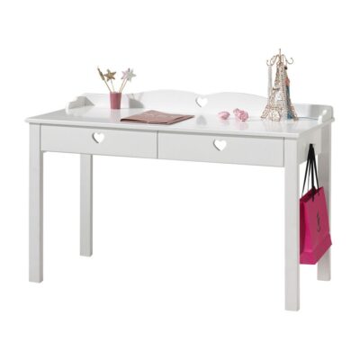 Cuore Scrivania bianco shabby cassetti cuori scrittoio legno