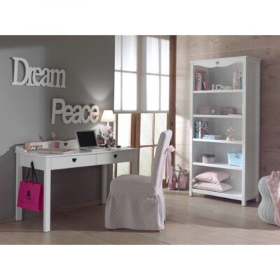 Cuore Scrivania bianco shabby cassetti cuori scrittoio legno - immagine 2