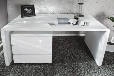 Scrivania laccata bianca scrittoio bianco lucido lounge L120 x 60