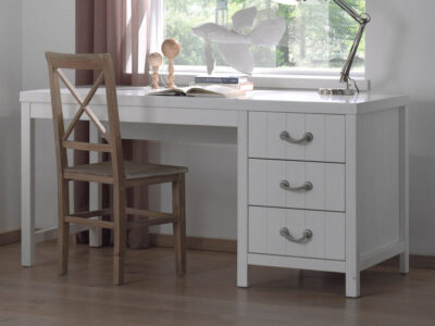 Total white scrivania legno laccato bianco shabby stile marina - immagine 3