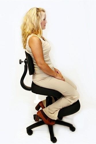 Sgabello posturale nero inclinazione bacino poggiaginocchia sedia  ergonomica poltrona schienale poggia ginocchia