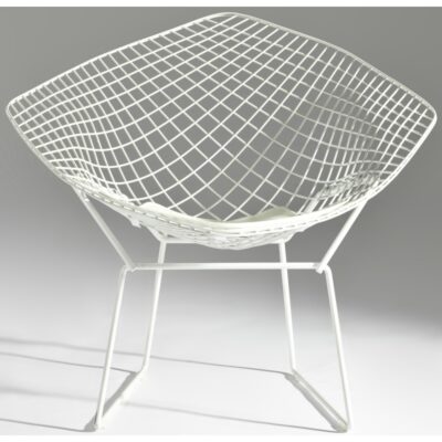 Sessel Bertoia Diamond weiß lackierte Rahmen total weiss weißes Kissen – Bild 2