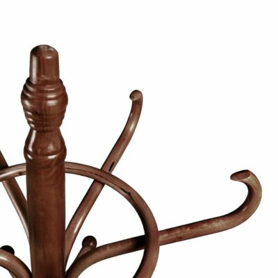 Porte-manteaux en bois verni Marron sur pied Style Thonet avec support pour parapluies