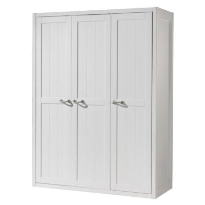 Armoire 3 portes bois laqué blanc style marine