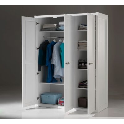 Armoire 3 portes bois laqué blanc style marine – Image 2