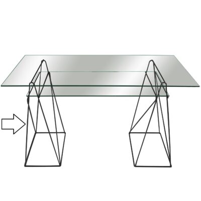 Cavalletti neri scrittoio doppio ripiano salvaspazio acciaio design 120cm 130cm 140cm