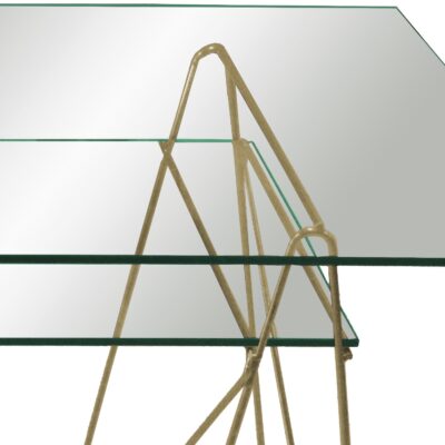 Cavalletti oro scrittoio doppio ripiano salvaspazio acciaio design 120cm 130cm 140cm - immagine 6