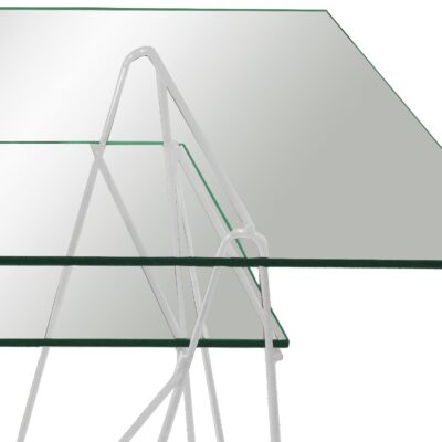 Cavalletti bianchi scrittoio doppio ripiano salvaspazio acciaio design 120cm 130cm 140cm - immagine 3