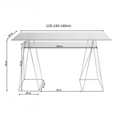 Cavalletti bianchi scrittoio doppio ripiano salvaspazio acciaio design 120cm 130cm 140cm - immagine 7